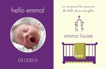 Elegant Purple Crib  Girl Baby Announcement
