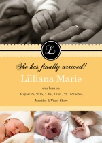 Pastel Yellow Monogram  Baby Announcement