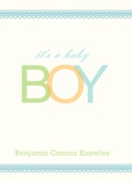 Baby Boy Quad Fold Sibling Baby Announcement
