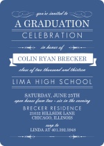 Blue Banner Graduation Invitation