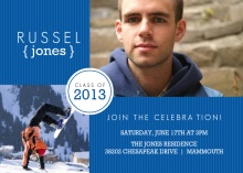 Royal Blue Stripes Graduation Invitation