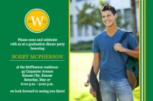 School Colors Stripe and Monogram Grad Invite