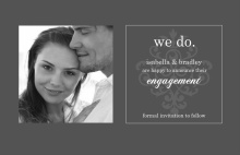 Grey and White Flourish Engagement Announcement