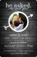 Rustic Wood Blue and White Engagement Party Invite