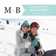 Blue and Black Monogram Engagement Announcement