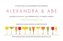 Modern Colorful Glasses Engagement Party Invites