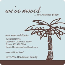 Brown and Blue Sunny Palm  Moving Announcement