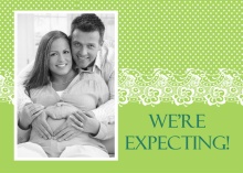 Green Lace and Dots Pregnancy Announcement