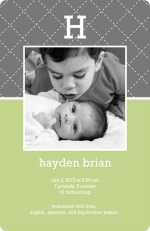 Green and Grey Quilted Baby Announcement 