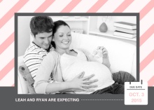Pink and Gray Stripes Pregnancy Announcement