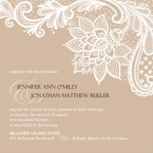 Brown and White Floral Lace  Wedding Invite