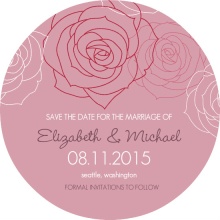 Pink and White Rose Blossoms  Save the Date Announcement