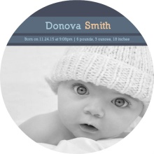 Simple Gray Stripes Circle Card Photo Baby Announcement