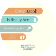 Orange and Blue Stripes  Boy Birth Announcement