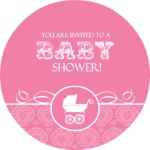 Pink Vintage Pram Girl Baby Shower Invitation