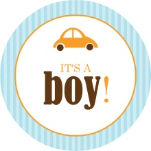 Orange and Blue Car  Baby Shower Invitation