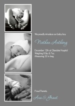 Triple Photo Birth Announcement