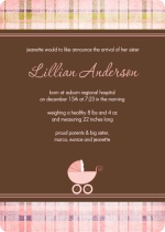 Chocolate Plaid Sibling Baby Announcement