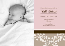 Sophisticated Pink and Brown  Girl Baby Announcement