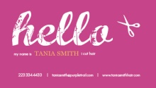 Purple Hello Hair Stylist Business Card