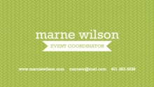 Green and White Herringbone Business Card