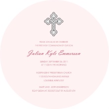 Light Pink with Cross First Communion Invitation