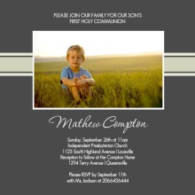 Regal Gray Photo First Communion Invitation