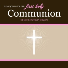 Pink and Brown Holy Communion Invitation