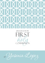 Modern Aqua First Communion Invitations