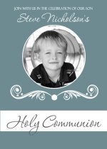 Formal Blue Photo Communion Invitation
