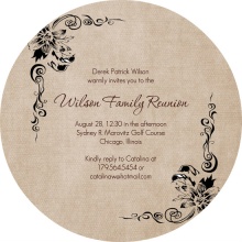 Formal Linen Texture Family Reunion Invitation