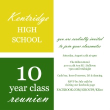 Color Blocks 10 Year Class Reunion Invitation