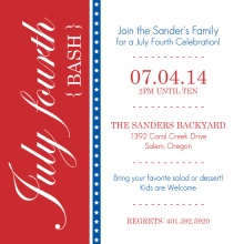 Red and Blue Scripted July fourth Invite