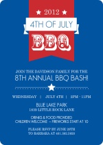 Blue and Red Banner Modern Fourth of July Invitation