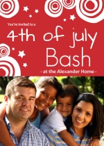 Stars and Circles Red Fourth of July Invitation