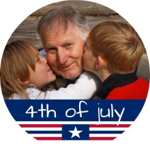 Blue and Red Circle Fourth of July Photo Invite