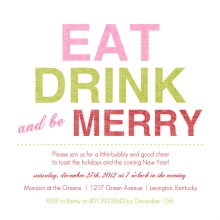 Festive Eat Drink Be Merry Holiday Party Invitation