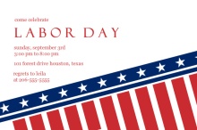 Red and Blue Stars and Stripes Labor Day Invitation