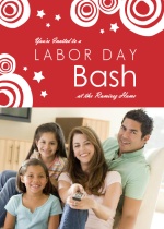 Red Stars and Circles Labor Day Invite