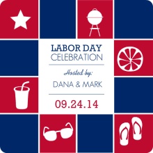 Red White and Blue Summer Icons Labor Day Invite