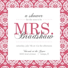 Pink Damask Bridal Shower Invite