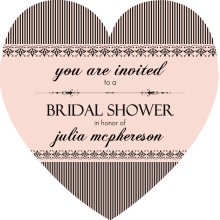 French Striped Heart Bridal Shower Invitation