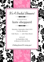 Black White and Pink Floral Bridal Shower Invite