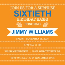 Blue and Orange Banner60th Birthday Invitation