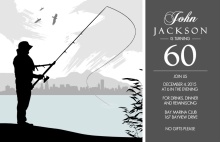 Grey Fishing 60th Birthday Invitation