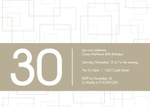 Taupe Squares 30th Birthday Invitation
