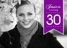 Purple Banner 30th Birthday Invitation