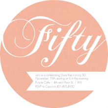 Peach and White Banner 50th Birthday Invitation