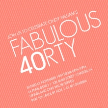 Slanted Coral 40th Birthday Invitation