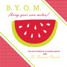 Red Watermelon Summer Picnic Invitation 